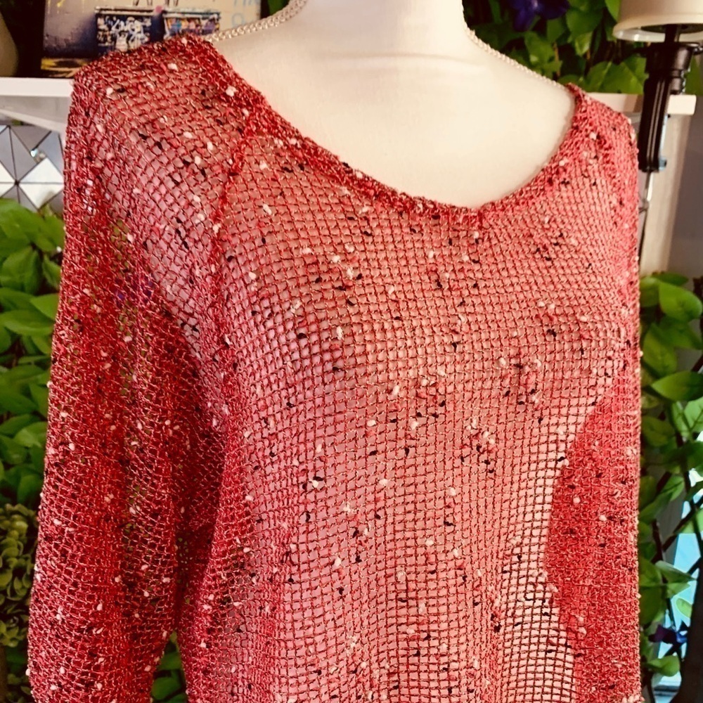 Frazzle Pink Fishnet Mesh Sheer 3/4 Sleeve Rave Top Small - Picture 3 of 10